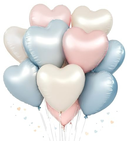Ballons en forme de cœur EWODEIEW, 18 pouces, Beige, Bleu, Rose, en plastique, hélium, pour mariage, Saint-Valentin, fête des mères, 45.72 cm, 1 pièce