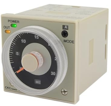 ISLWQOULE Relé de Tiempo H3CR-A CA 100-240 V, 1,2 s a 300 h, 50/60 Hz, 11 Pines, relé de retardo de Ciclo de Encendido y Apagado, 24 V, 12 V, con Base de zócalo PF113A(12VDC)