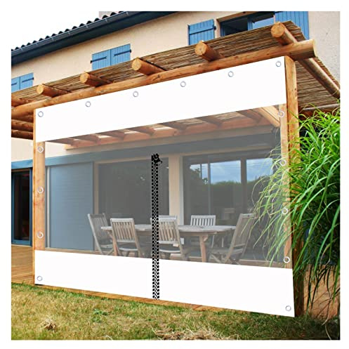 VagxTbs Outdoor-Vorhänge Seitenwand Carport für Carports, Vordächer, Pavillons, Überdachungen, Transparente Plane Mit Ösen Mit Reißverschluss, Haken(3x3m)