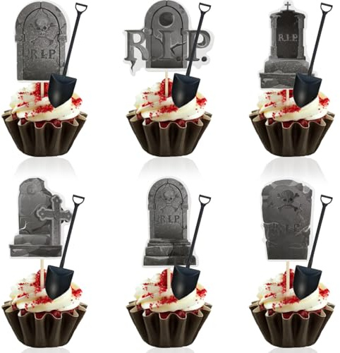 48 Pezzi Halloween Cupcake Topper, Decorazioni Torta Halloween, Topper di Torta Halloweens, Decorazioni Cupcake per Halloweens, Compleanni, Feste, Cosplay (A)