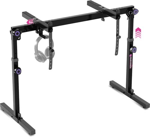 Liquid Stands Table Style Foldable Piano Keyboard Stand 54-88 Key – Heavy-Duty Music Piano Stand, Adjustable Height & Width, Headphone Hanger – Fits 2nd Tier, Tabletop – Electric, Digital, Portable