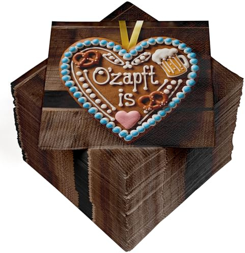HEKU 100 Servietten, 3-lagig, 33x33cm, O’zapft is I Saugstark und praktisch verpackt I Breite Auswahl I Ideal für Anlässe rund um’s Oktoberfest