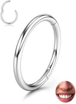 BodyBonita 316L Stainless 16G Nose Ring Hoops Septum Piercing Jewellery 8mm