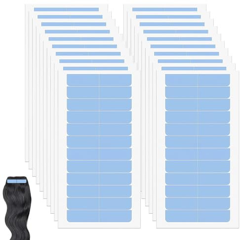 Aihoom 240 pcs Cinta Adhesiva para Extensiones de Cabello, Pegamento para Extensiones de Pelo, Cinta de Repuesto para Extensiones y Tramas de Cabello, Adhesivo Capilar Profesional, Azul
