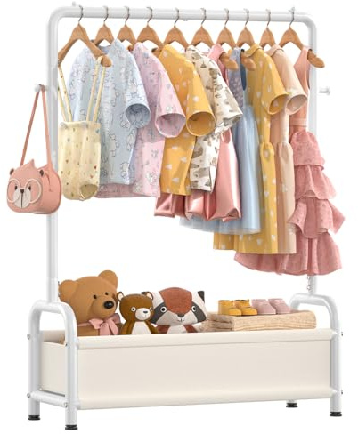 ZHKINGGS Kids Clothes Rail with Storage Shelf, Kids Dress Up Rail