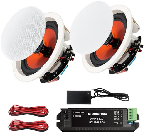 STUDIOFINIX Passiv takhögtalare, 20,3 cm, 400 W maximal utgångseffekt, perfekt för tydligt ljud i vardagsrummet, kontor, kök, källare och täckt terrass (2 högtalare)