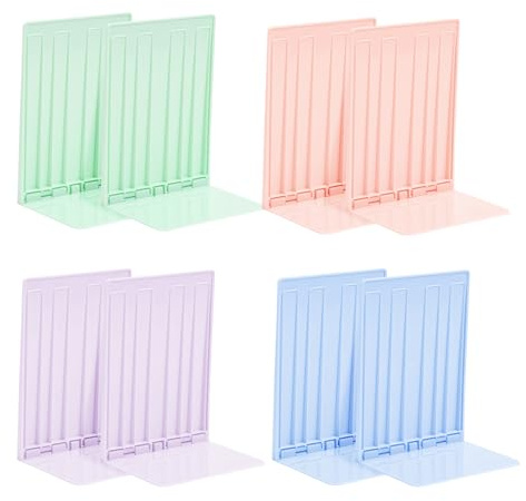 8 Pcs Plastic Book Ends for Shelves,Foldable Bookends for Office School Home Desk,Book Stopper Dividers (8)
