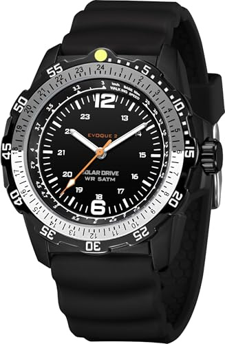 findtime Solar Watch Mens Military Analogue Watches Industrial Sport Waterproof Tactical Cool Designer Wrist Watch for Men Unidirectional Rotating Bezel Silicone Strap Alloy Case