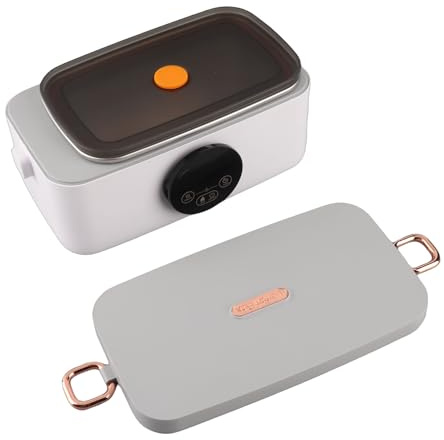 Leftwei Boîte à Déjeuner électrique, Chauffe-plats 60 W, Boîte Chauffante Portable 1 L avec Conception sans Fil en Acier Inoxydable, Idéale pour les étudiants en Voiture, Camion, Bureau