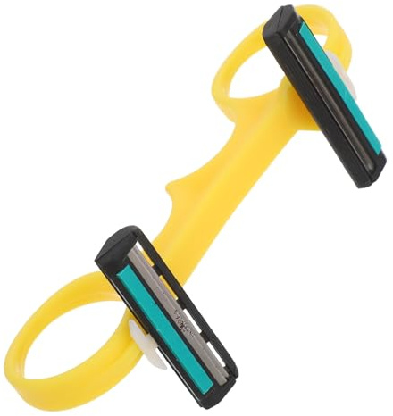 TOYZFRIENDY Tondeuse à Cheveux Manuelle pour Crâne Chauve Double Rasoir, Lame Détachable en Abs Jaune, Rasoir Portable pour Barbe et Voyage, Outil Précis pour Entretien Rapide à Domicile