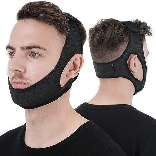 Anti russare Dispositivo Anti russare Cinghia del mento, Riduzione del russare Stop Rumore Dispositivo russare Soluzione di russare, Professionale Efficace Anti Dry Mouth Cinghia del mento (Nero)