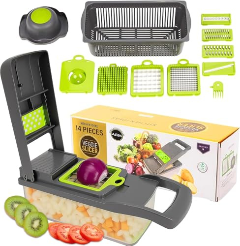 Sterling Saver Veggie Slicer Vegetable and Fruit Slicer Multi Functional Chopper Kitchen Gadget for Salad Preparation Compact Food Chopper for Home Use