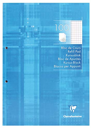 Clairefontaine 5815C Block A4 100 Blatt kariert Rand 2-fach gelocht Blau