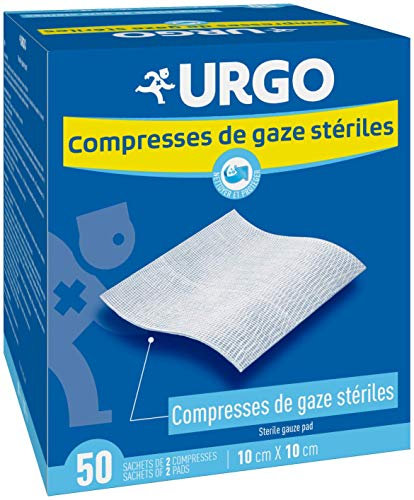 Urgo - Compresses de gaze stériles - Absorption - Boîte de 50 sachets de 2 compresses - 10cm x 10cm