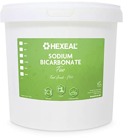 Hexeal 2.5kg Bucket of Sodium Bicarbonate – 2.5kg Bucket of Food Grade Baking Soda for Cooking, Baking, Home Cleaning & Bath Bombs – Fine Powder, Deodorises & Removes Grime – FCC E500
