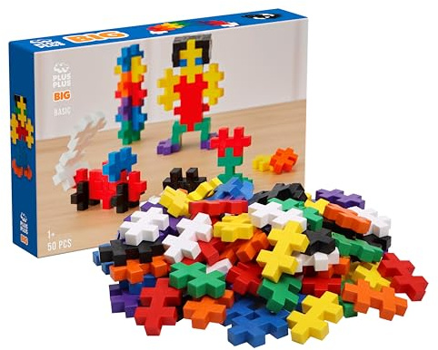 PLUS PLUS BIG - Basic färgmix - 50 bitar - Byggklossar, Bygga, Utvecklande leksaker för barn, förskolelek, STEM, STEAM, Producerat i Danmark