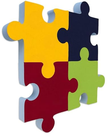 platino24 Schallabsorber-Set Puzzle aus Basotect G+ mit Akustikfilz, Akustikbild aus 1x Nachtblau, 1x Bordeaux, 1x Sonnengelb, 1x Hellgrün