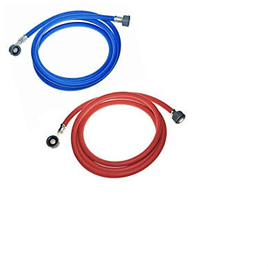 FIND A SPARE Universal Long Washing Machine/Dishwasher Cold & Hot Inlet Fill Pipe Hose 2.5m Red/Blue