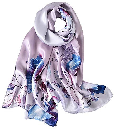 STORY OF SHANGHAI Seidenschal Damen 100% Seide, 20+ Bunte Luxuriöse Schals, Warm & Weich, als Stola Seidentuch Halstuch Pashmina - 53 * 170 cm Elegant Blumen 3