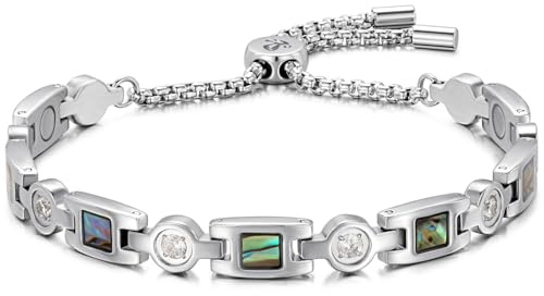 RainSo Magnetisches Armband für Damen, eleganter Edelstahl, verstellbarer Schmuck mit 3500 Gauss Stärke, hypoallergene Geschenkbox & professionelles Größenset