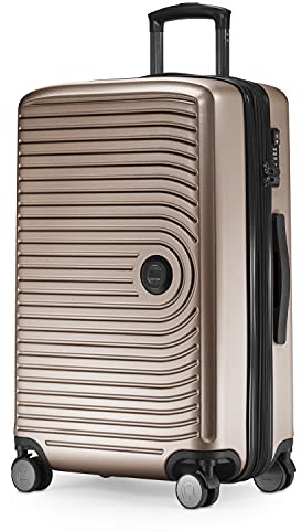 HAUPTSTADTKOFFER Mitte - Mittelgroßer Hartschalenkoffer, TSA, 4 Rollen, Check-In Gepäck mit 8 cm Volumenerweiterung, 68 cm, 88 L, Champagner
