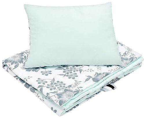 Bellochi Multifunktional Baby Decke Set - Doppelseitig Baby Bettwäsche 75x100 cm und Kissen 30x40cm - aus 100% Baumwolle - Mint Berry
