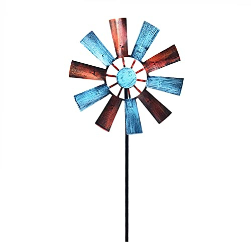 JFBUCF Moulin à vent avec piquet en métal, 73 cm, multicolore, moulin à vent cinétique pour extérieur, cour, pelouse, jardin, 24 x 73cm
