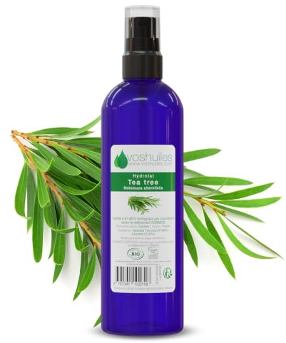 VOSHUILES - Hydrolat de Tea Tree COSMOS - 100ml - Pur et Naturel - Purifiant pour Peaux à Imperfections et Cuirs Chevelus Gras - Distillation de Feuilles
