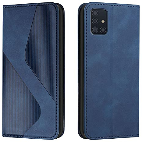 Mo-Somnus fodral kompatibel med Samsung Galaxy A51 5G, magnetiskt mobilfodral flip-fodral stativfunktion kortfack Hölster för Galaxy A51 5G (Blå)