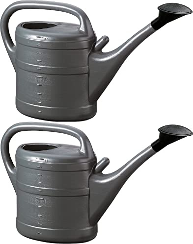 2X Gießkanne 10L ANTHRAZIT + 1x BILDMAGNET! Blumenkanne Kunststoff für groß & klein, Garten & Zimmerpflanzen Gießkannen Gieskanne Gieskannen Giesskanne 10 L Liter Watering Can Gieskannen10Liter