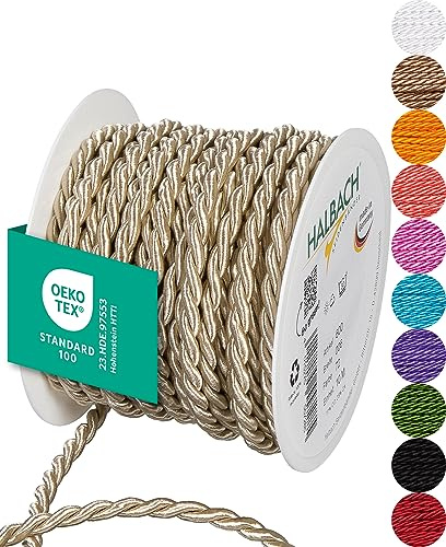 Halbach Seidenbänder Cordoncino premium (madreperla), larghezza 6 mm, lunghezza 10 m, prodotto in Germania e certificato Öko-Tex, cordoncino in raso lucido in acetato