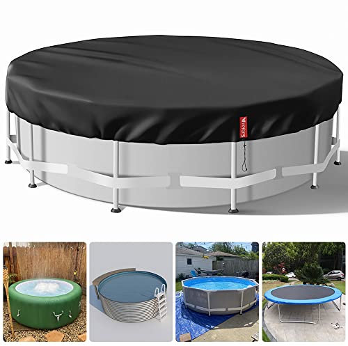 VniYors Poolabdeckung Rund 244, 420 D Oxford-Stoffpoolplane und Pool Abdeckplane, Uv-Schutz Pool Abdeckplane Mit Kordelzug und BodennäGeln füR StabilitäT und Einfache Installation（2.5M Schwarz ）