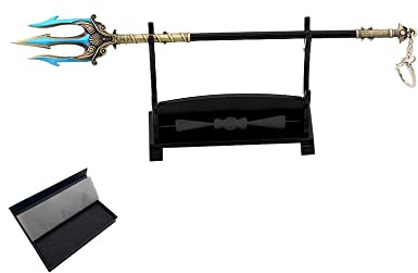Hanaiette 1pc God of War Chaos Blade Thunder Hammer Axe Sword Weapon Model Keychain with Display Stand (Boxed model 12)