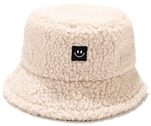 Cozyan Sombrero del Pescador de Felpa Piel Sintética Encantador Gorros de Invierno Lindo Sombrero de Cubo Grande y Peludo para Adulto Gorra de Pescador de Moda