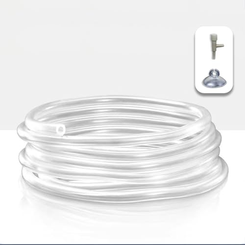 SUAOEO 5 Meter Aquarium Luftschlauch Kit mit Regelventil 、 Saugnäpfe, Luftpumpe Sauerstoff Standardschlauch für Zubehör für Aquariumpumpen