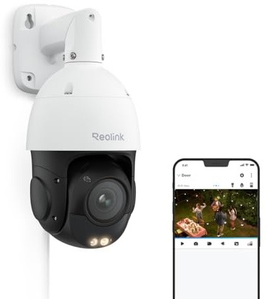 REOLINK 4K UHD PoE PTZ Camera for Outdoor Security, 360° Pan & 90° Tilt for Auto Tracking, 5X Optical Zoom and 3D Zoom, AI Detection, Color Night Vision, 24/7 Recording, 2 Way Talk, RLC-823S1