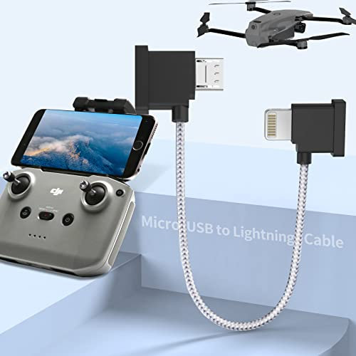 MTAKYI Cavo Telefonico da Micro USB a IOS, Adattatore Intrecciato in Nylon per Drone, Cavo Telecomando da 15 cm per DJI Mini SE/Mavic Mini/Air/Spark/Mavic 2/Mavic Platinum, telecomando Sprak
