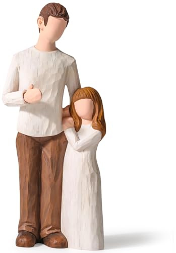 LEWOME Father and Daughter Figurines, Home Decor Statue Gifts,Personalized Sculpted Hand-Painted Figure Gifts for Fathers Day, Birthday, Wedding, Thanksgiving or Christmas.