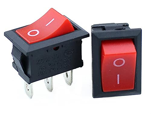 Interrupteur à bascule, 5 pièces KCD1 interrupteur à bascule de voiture de bateau rouge OnOff 2 broches 3 broches 6A 220V 10A 125V bouton 15 * 21mm.(3pin)