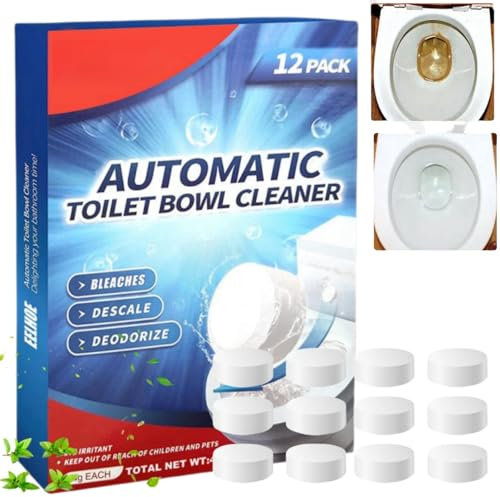 12PCS Toilet Bowl Cleaner,Toilet Cleaning Tablets Deep Clean,Bowl Cleaning Active Cleaner Tablets,Toilet Limescale Remover Heavy Duty,Toilet Cleaner and Descaler for Stains,Tablets Toilet Freshener