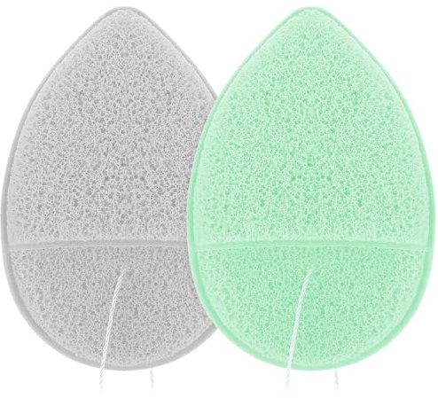 2 esponjas faciales Konjac guantes de baño, almohadillas exfoliantes suaves, reutilizables, para la cara diaria, limpieza profunda de poros, puntos negros, piel muerta, removedor de maquillaje (gris,