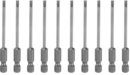QUARKZMAN 10Pcs Embouts de Tournevis à Fente Magnétiques Sl3 en Acier S2 de 3 mm Embout de Tournevis à Tête Plate 1/4 Tige Hexagonale Embout de Tournevis Industrielle de 3 de Long