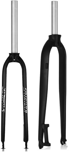 Wkantlaes Forcella Anteriore 1-1/8 26/27,5/29 in Lega di Alluminio MTB Gravel Road Bike Forcella, 28,6 mm Senza Filettatura Tubo Dritto Superlight Mountain Bike Forcelle Anteriori,Nero,26