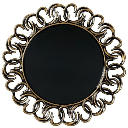 Dekoteller 32cm Kunststoff mit offenem Ornament Rand - festliche Platzteller für verschiedene Anlässe - Tischdeko Unterteller für Hochzeit Weihnachten - Weihnachtsteller Weihnachtsdeko - Schwarz Gold
