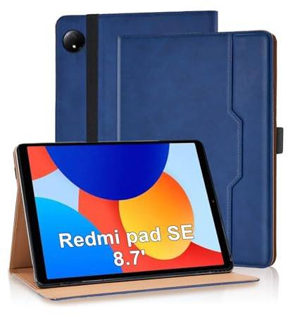 Vkooer Custodia per Xiaomi Redmi Pad SE 8.7 Pollici 4G Tablet 2024 Cover Protettiva Pelle PU con Multi-angli Slim Fit Folio e Auto Svegliati/Sonno, Supporto Funzione Flip Tasca Case - Blu