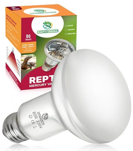 REPTI HOME UVA UVB Wärmelampe Terrarium 80W, E27 Reptilien Wärmelampe UVB Lampe, UV Lampen Terrarium für Schildkröten, Bartagamen, Schlangen, Eidechsen