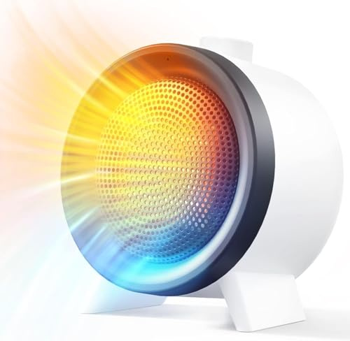 Electric Fan Heater, Portable Heaters for Home, PTC Ceramic Heater PTC,Quick Heating, Overheat & Tip-Over Protection, 1000W or 700W Small Low Energy Space Heaters for Home, Office and Bedroom