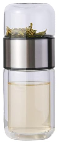 Botella infusora de té, botella de té con separación de té y agua, botella de té de vidrio, resistente al calor, a prueba de fugas, 280/350/420 ml, verde/negro/champán/plata para botella de té