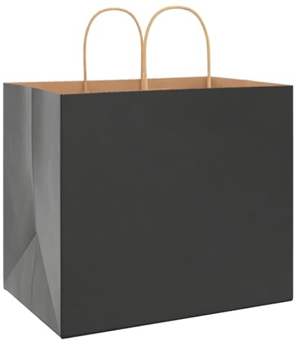 vidaXL Papiertragetaschen 250 Stk., Papiertüten mit Henkeln, Kraftpapiertüten, Geschenktüten für Einkaufen Hochzeiten Verpackungen Partys Geburtstag Weihnachten, Schwarz 32x22x28cm