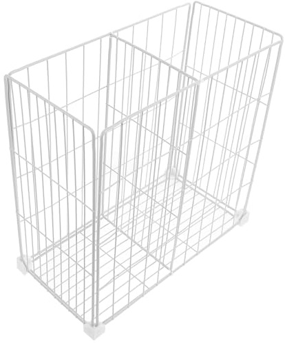 JECOMPRIS Organizer Congelatore a Pozzetto in Ferro Bianco Divisori Interni E Cestello Inferiore per Frigorifero Domestico Griglia Separatore per Stoccaggio E Organizzazione Spazi 14.57X14.57X7.48In